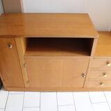 Asymmetrical chest of drawers light oak 1950
