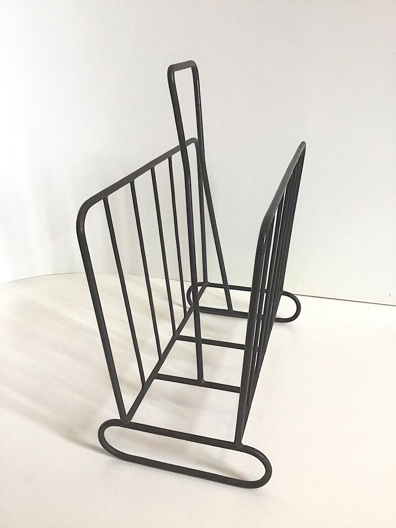 Vintage metal magazine holder, modernist style