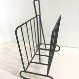 Vintage metal magazine holder, modernist style