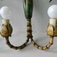 Pair of bamboo and palm sconces in metal