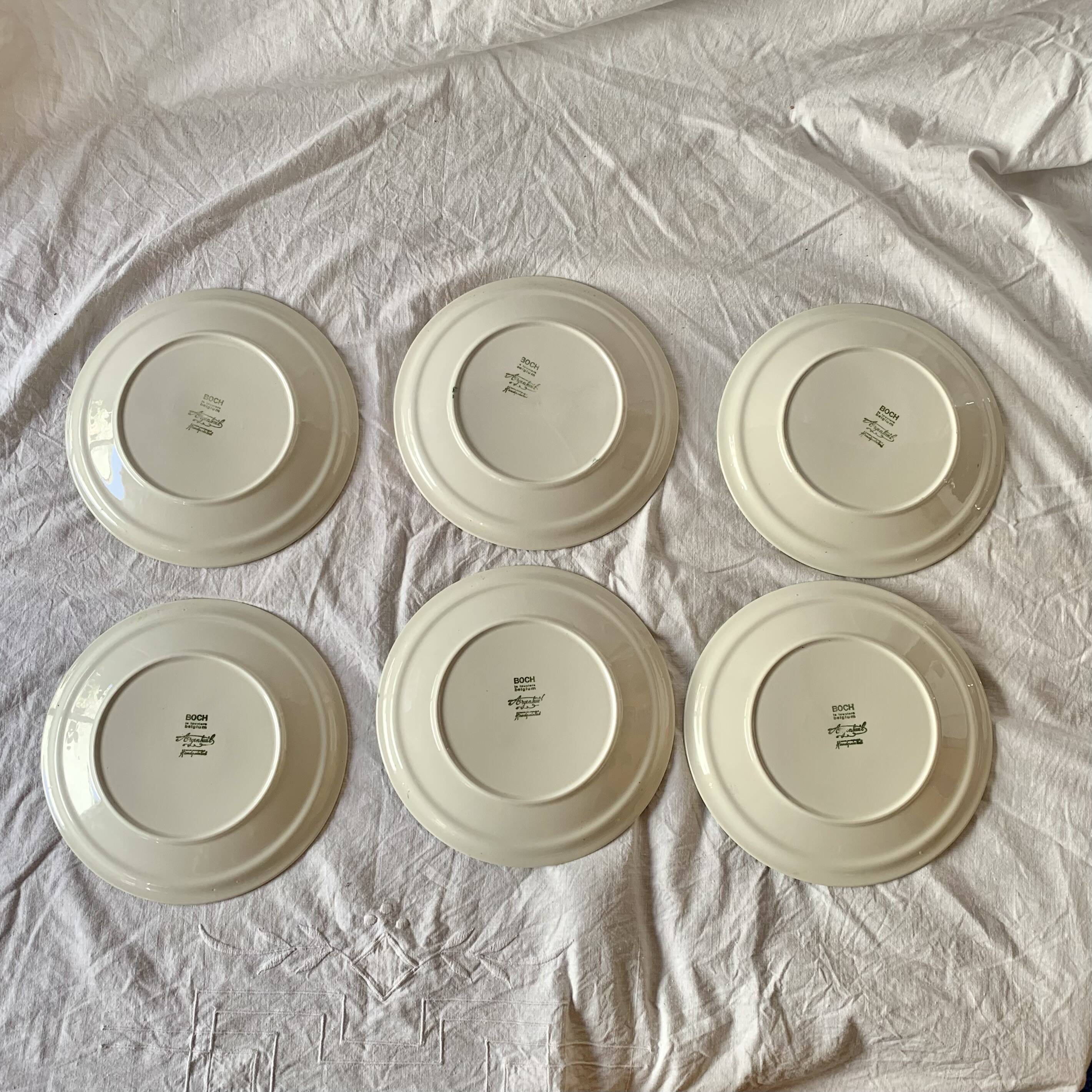 Set of 6 Boch La Louvière flat plates - Argenteuil series