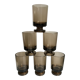 Set of 6 glasses with liqueur in smoked glass design 70s