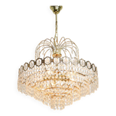 Lustre Vintage en Cristal et Métal Doré, Italie, 80s