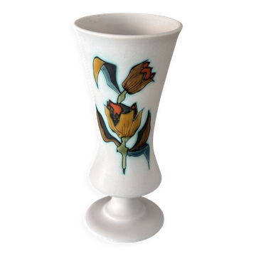 Vase en céramique peint à la main vintage d'Allemagne de l'Ouest | Handarbeit | 22 cm