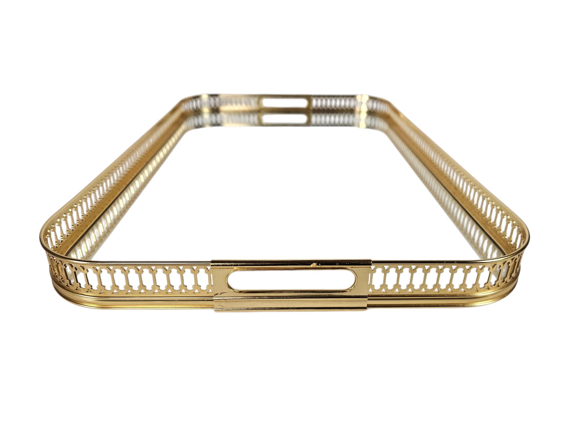 Hollywood Regency tray - brass - glass - Italy - 3rd quarter 20th century