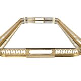 Hollywood Regency tray - brass - glass - Italy - 3rd quarter 20th century