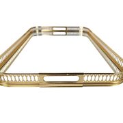 Hollywood Regency tray - brass - glass - Italy - 3rd quarter 20th century