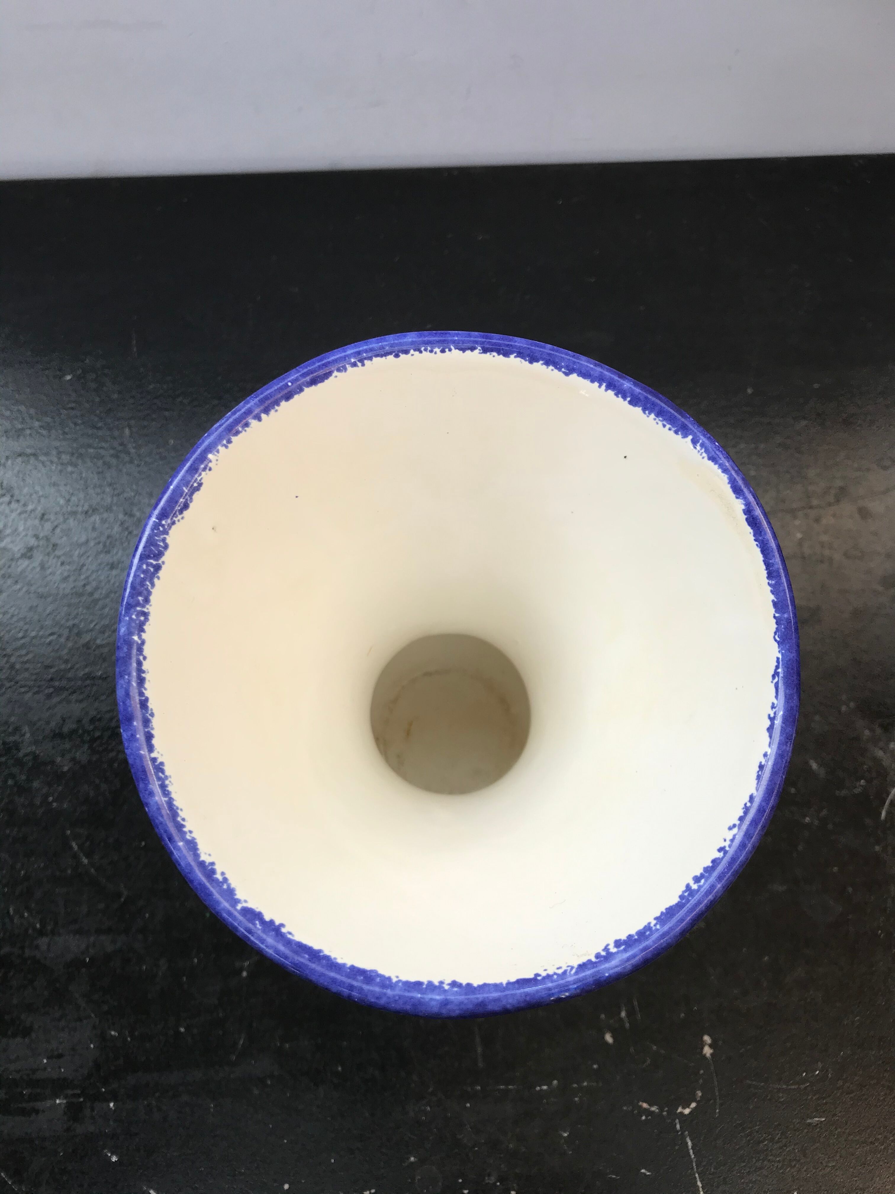 Vase quimper ceramics white vintage blue decor