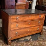 Chest of drawers flat columns cherry blond marble top period Restoration