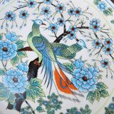 Antique Chinese ceramic plate with peacock decoration