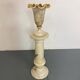 Vintage Spanish Alabaster Pedestal Column with Original Vase, 1970s, Set of 2