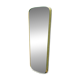 Contemporary rectangular mirror with rounded edges and embossed brass frame, large.