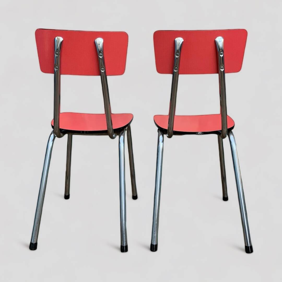 Pair of red Formica chairs Roc 1960