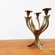 Vintage brutalist floral metal candlestick