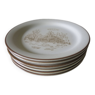 6 Manoir collection plates in stoneware