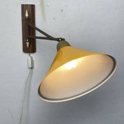 teak and metal midcentury swing arm wall lamp, Dutch 1960s