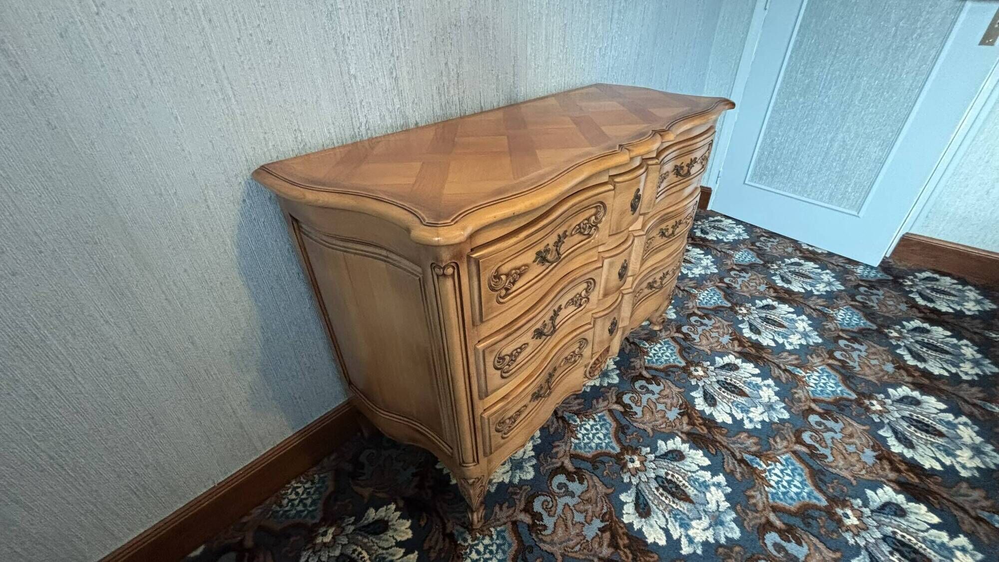 cherry wood commode in Louis XV style