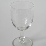 Set of 9 old wine glasses engraved in blown glass, early 20th century