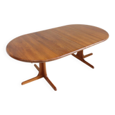 Vintage Danish round extendable dining table solid teak 1960s