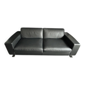 Canapé 3places cuir noir Roche Bobois