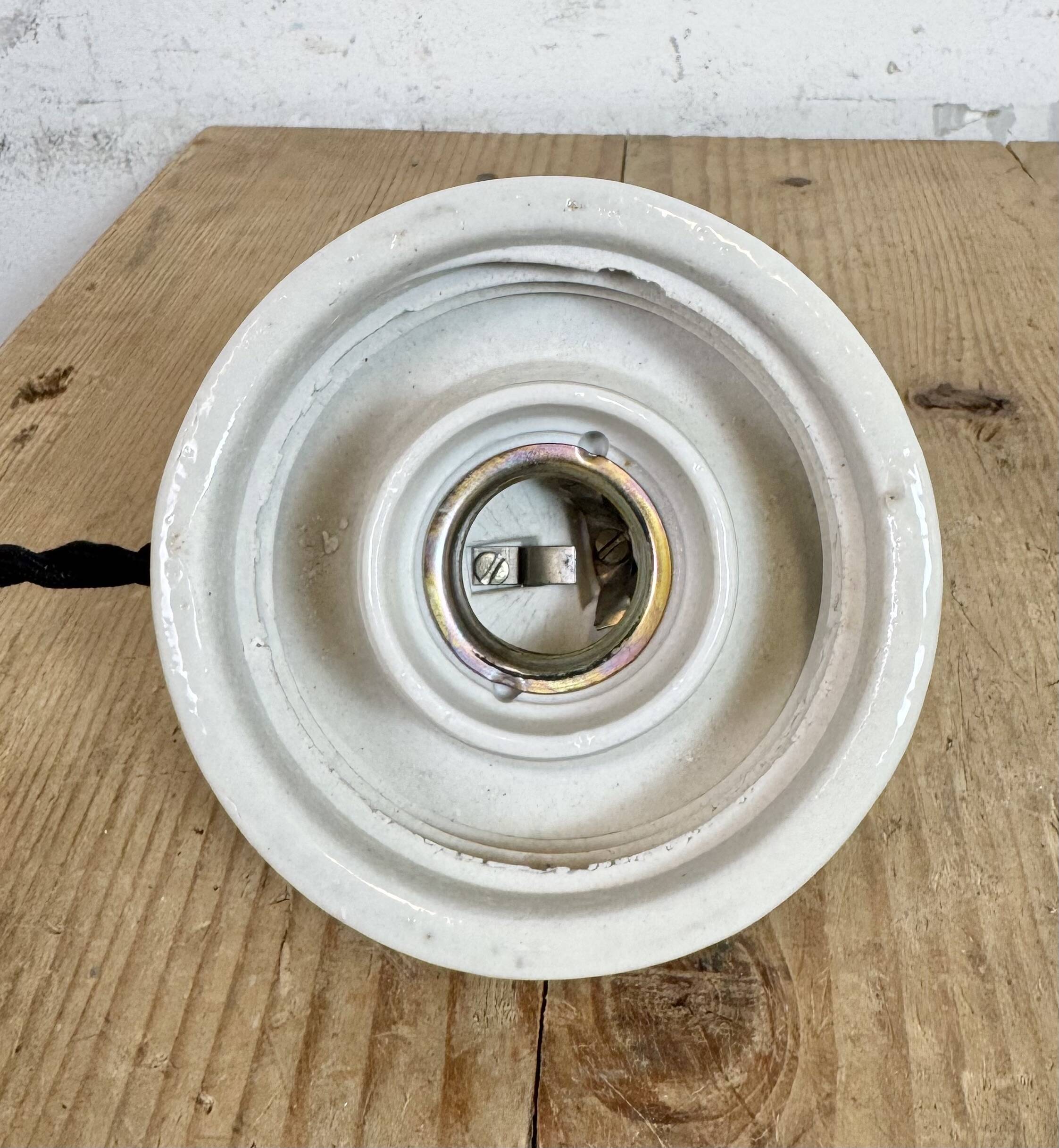 Vintage White Porcelain Pendant Light, 1970s
