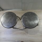 Pair of Industrial Stools in Raw Metal