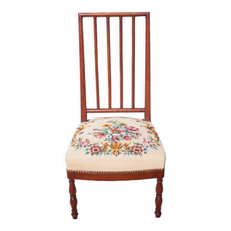 Chaise de nourrice bois avec assise tapisserie