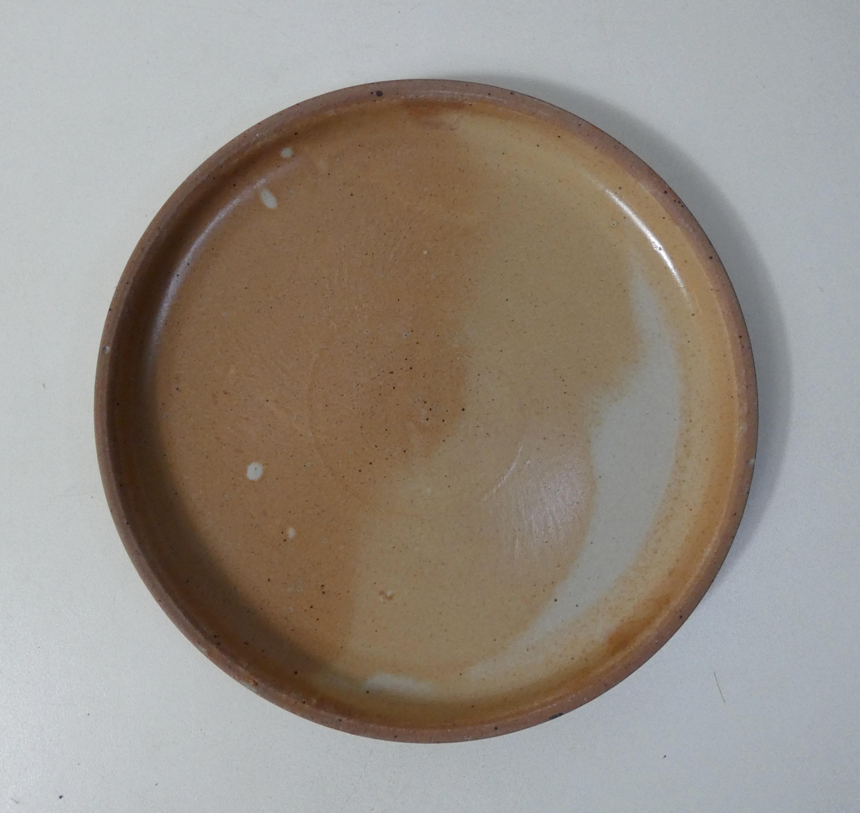 2 flat stoneware plates