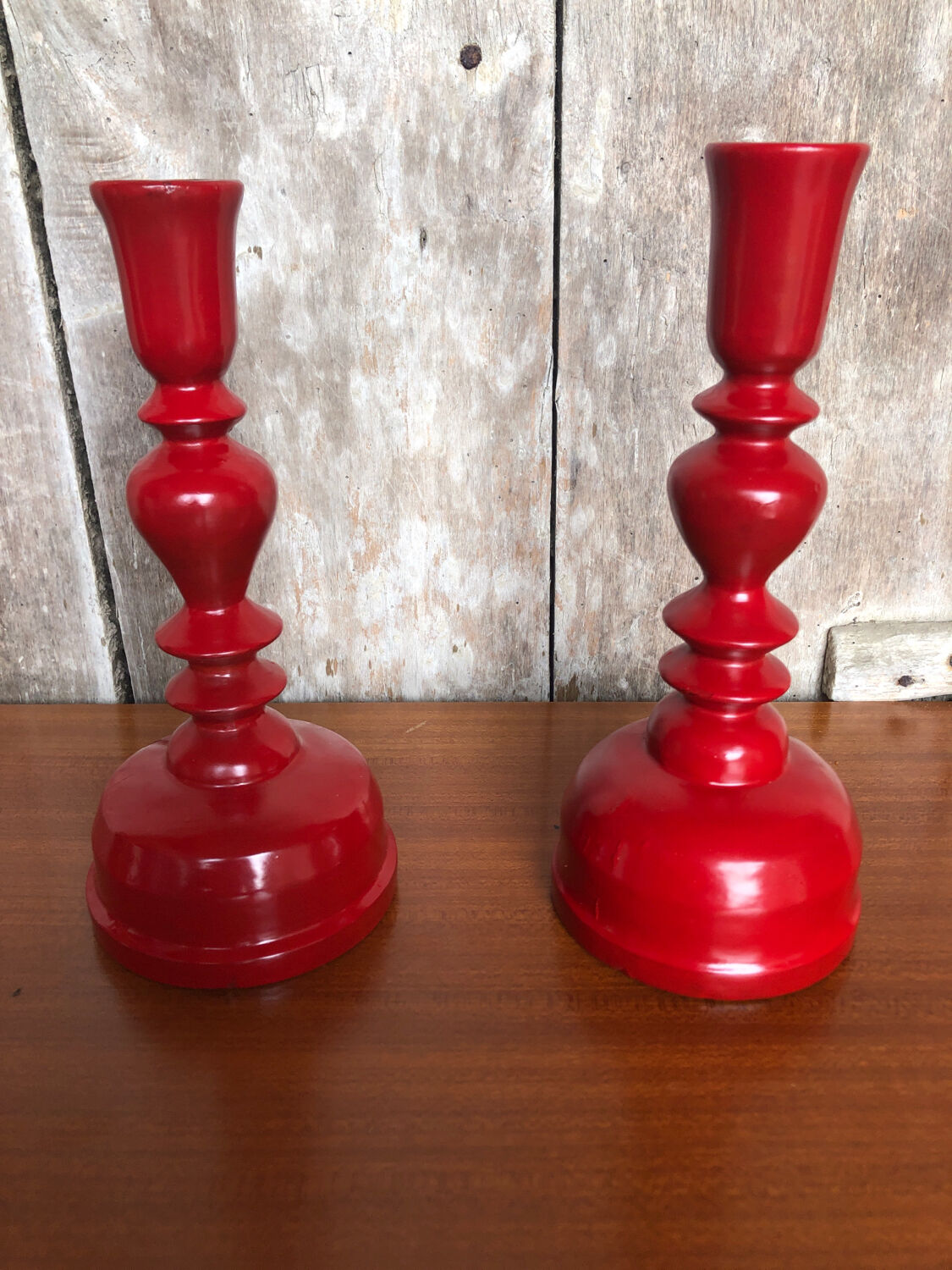 Old candle holders le bon marché turned wood