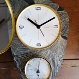 Clock vintage formica wall clock silent barometer "Manufrance"