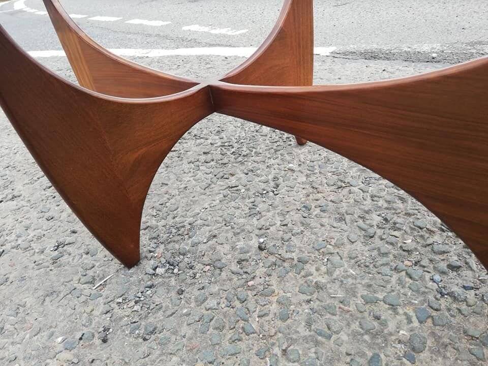 Oval coffee table Astro in brown teak with glass top by Victor Wilkins for G-Plan.