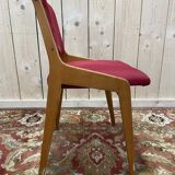 Suite de 6 chaises 1950 en hêtre massif