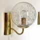 Pair of brass and glass wall sconces