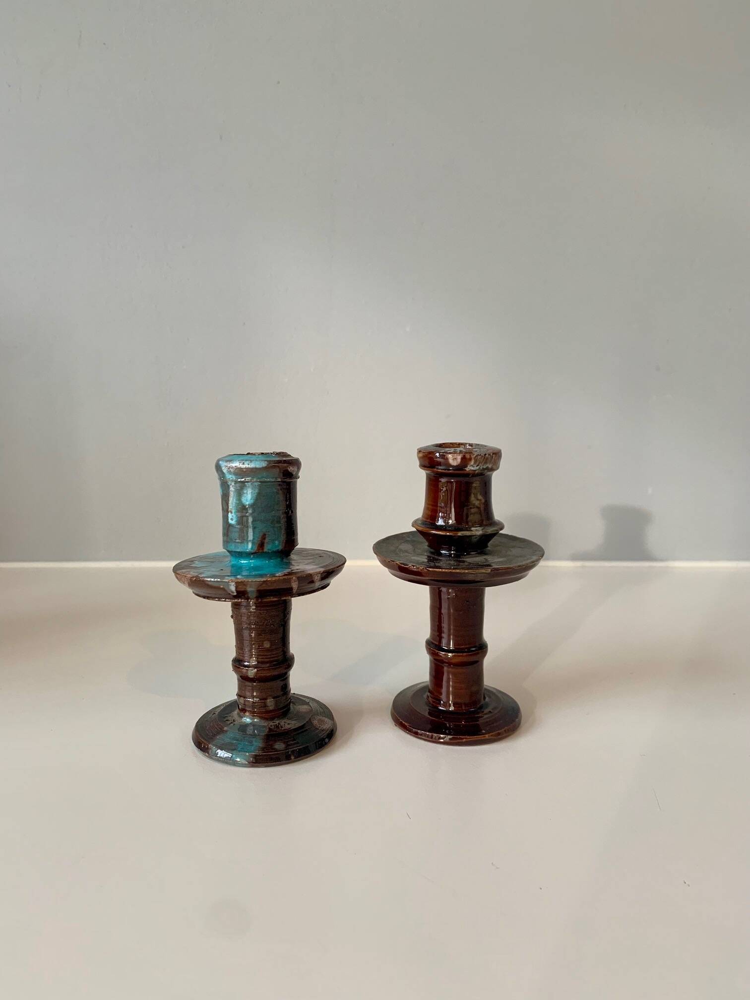 Flamed ceramic candle holders