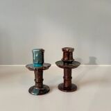 Flamed ceramic candle holders