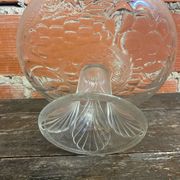 Vintage Fruit Bowl Old Molded Glass Plate Decor Fruits #D657