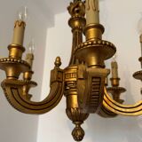 60s carved wood candle chandelier