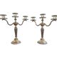 Candlesticks, silver-plated metal, Maison Christofle, pair of candelabras, 3 lights