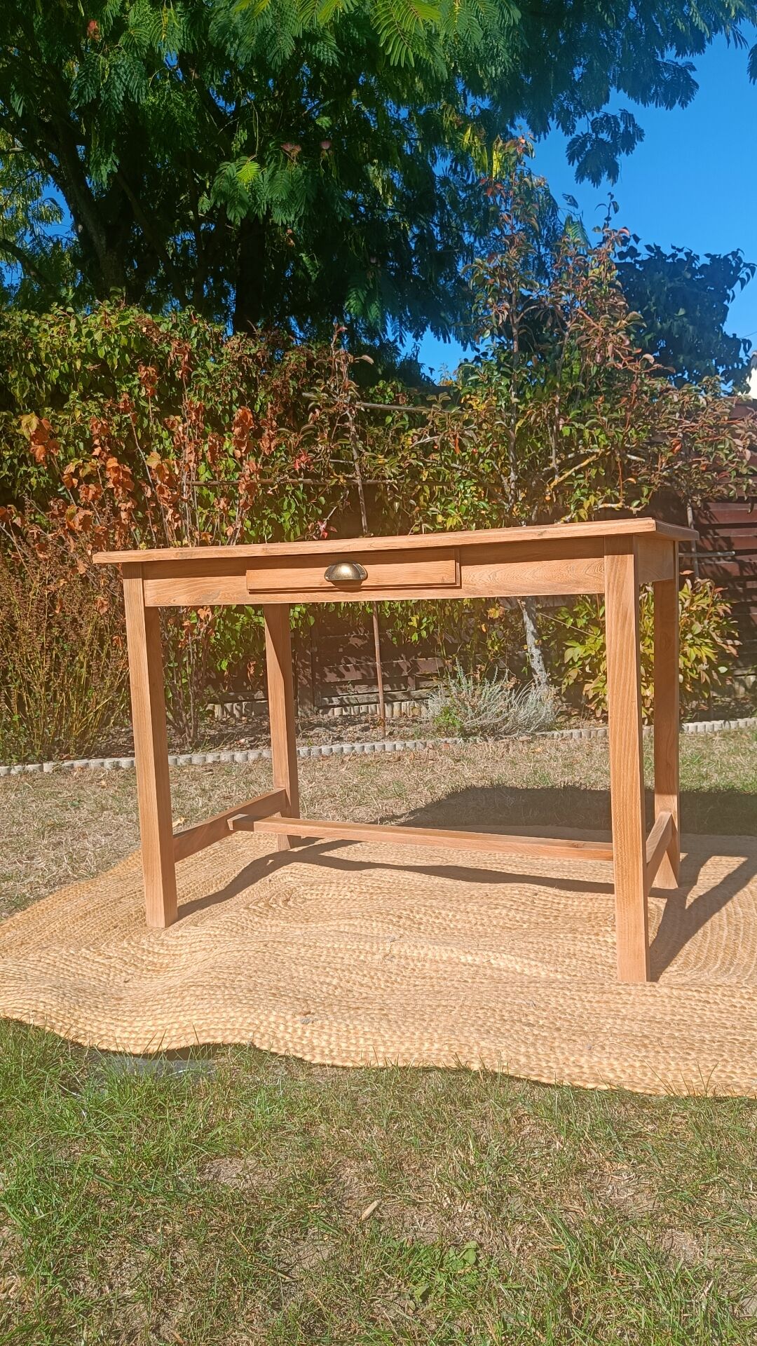 Table de ferme en bois un tiroir