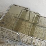Nesting tables in chrome and smoked glass from the 70s