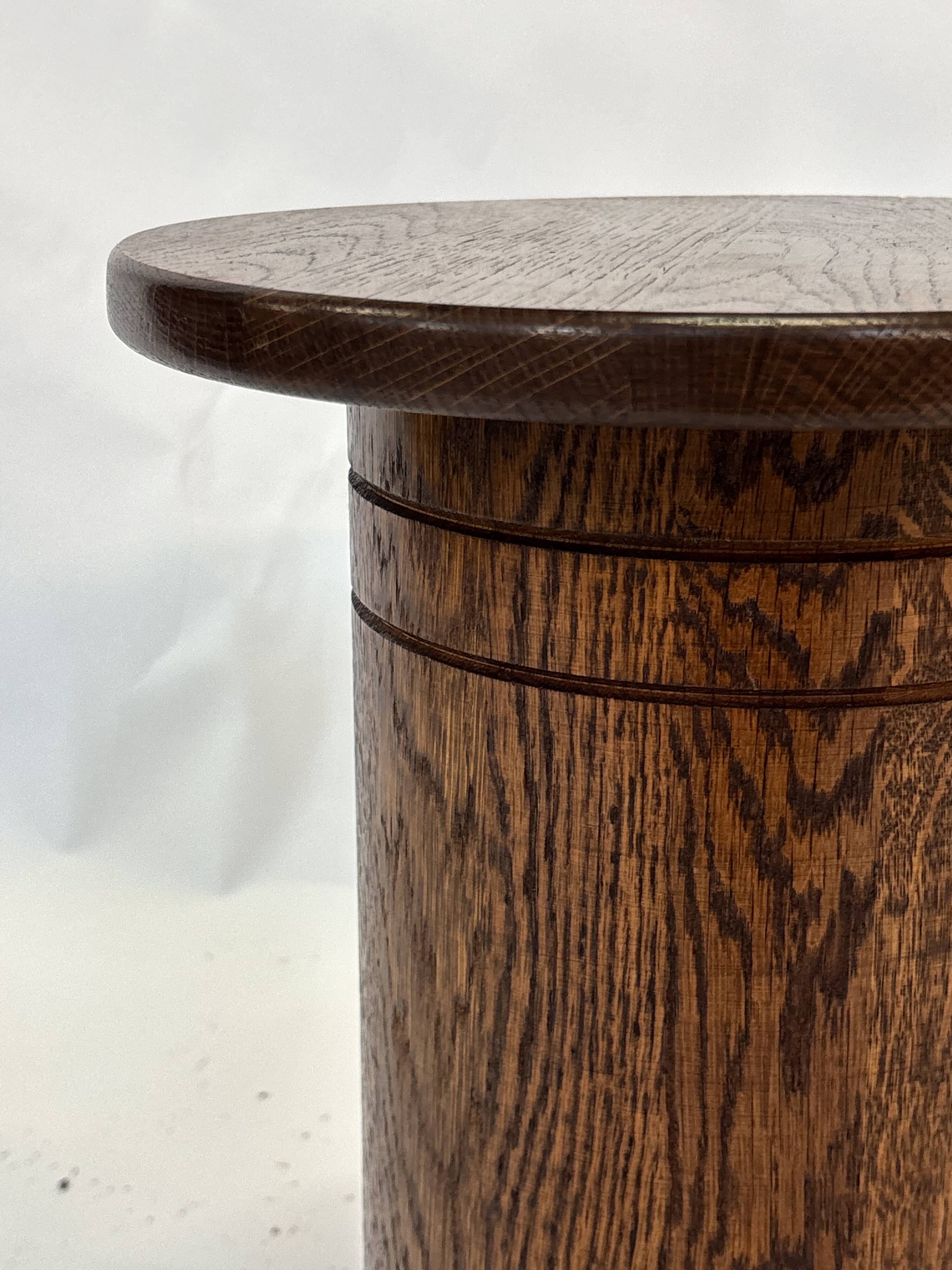 Vintage oak plant table low stool 70s design