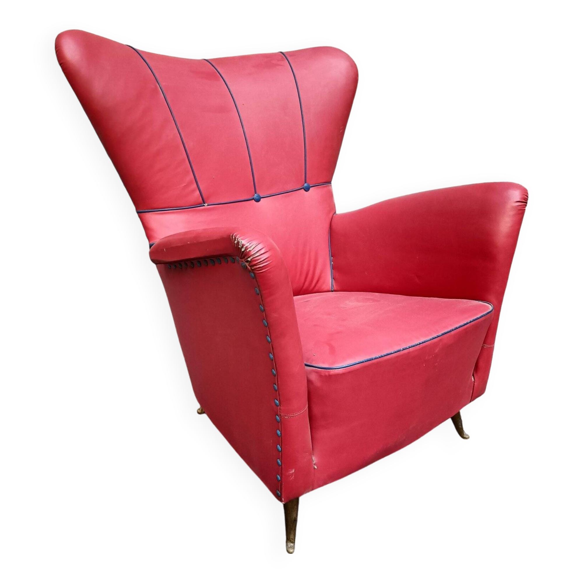 Isa Bergamo - armchair - pressure-moulded brass feet