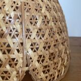 Vintage wicker rattan flower suspension