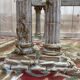 Coffee table with Corinthian columns and glass top