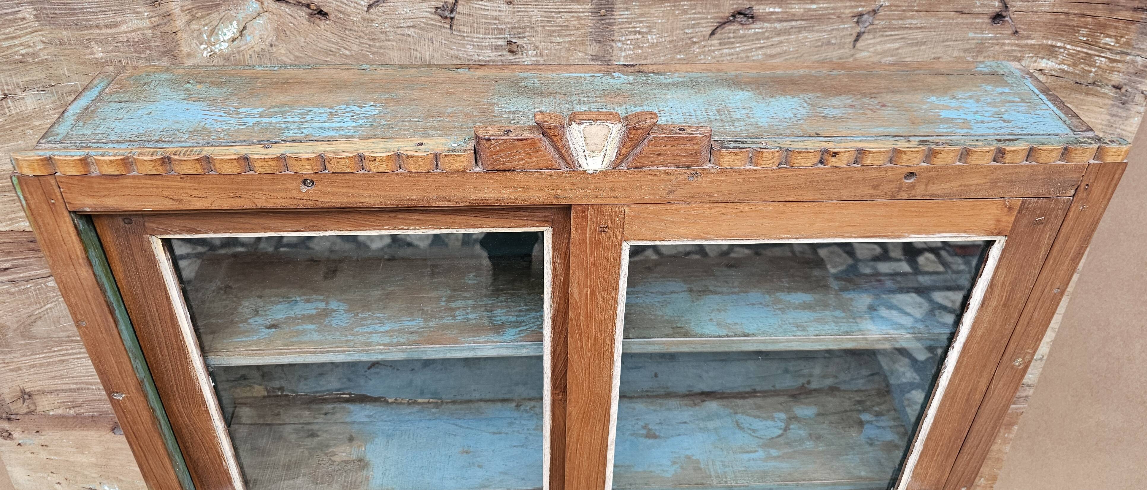 Old Art Deco display case in Burmese teak