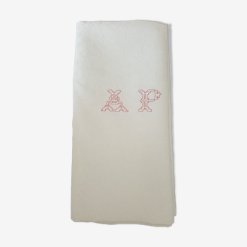 Ancienne nappe monogramme ap 175 x 130 cm nappe rustique