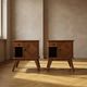 Pair of vintage mid-century modern wooden bedside tables / nightstands