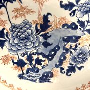 Japan, Imari porcelain plate with bamboo and peonies, 19th century.