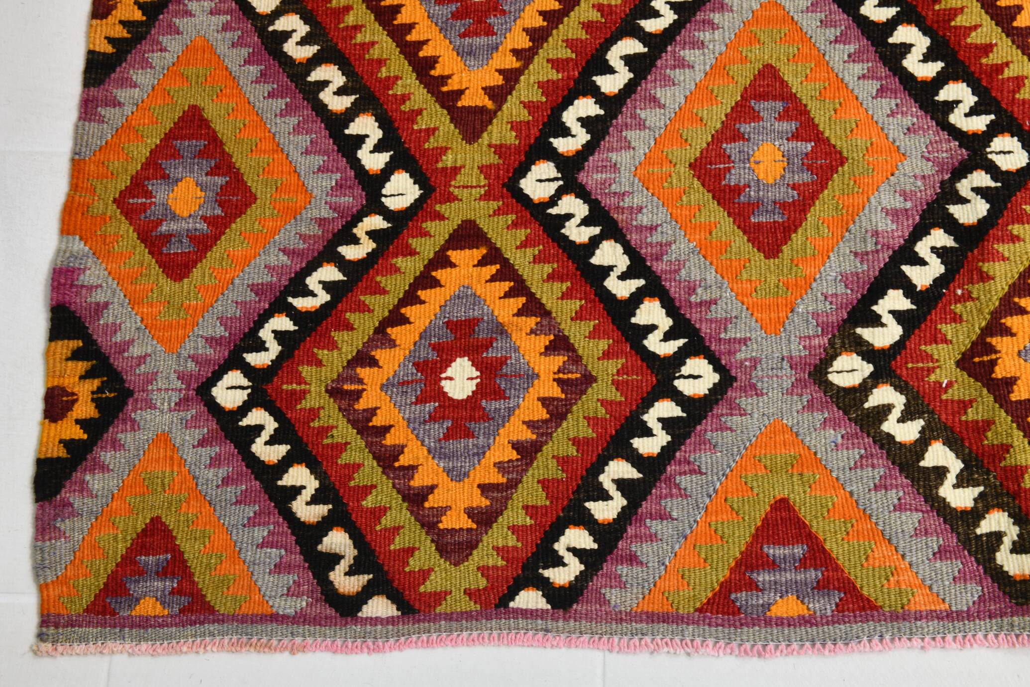 6x8 Multicolor Geometric Style Anatolian Vintage Kilim Rug, 177x236Cm