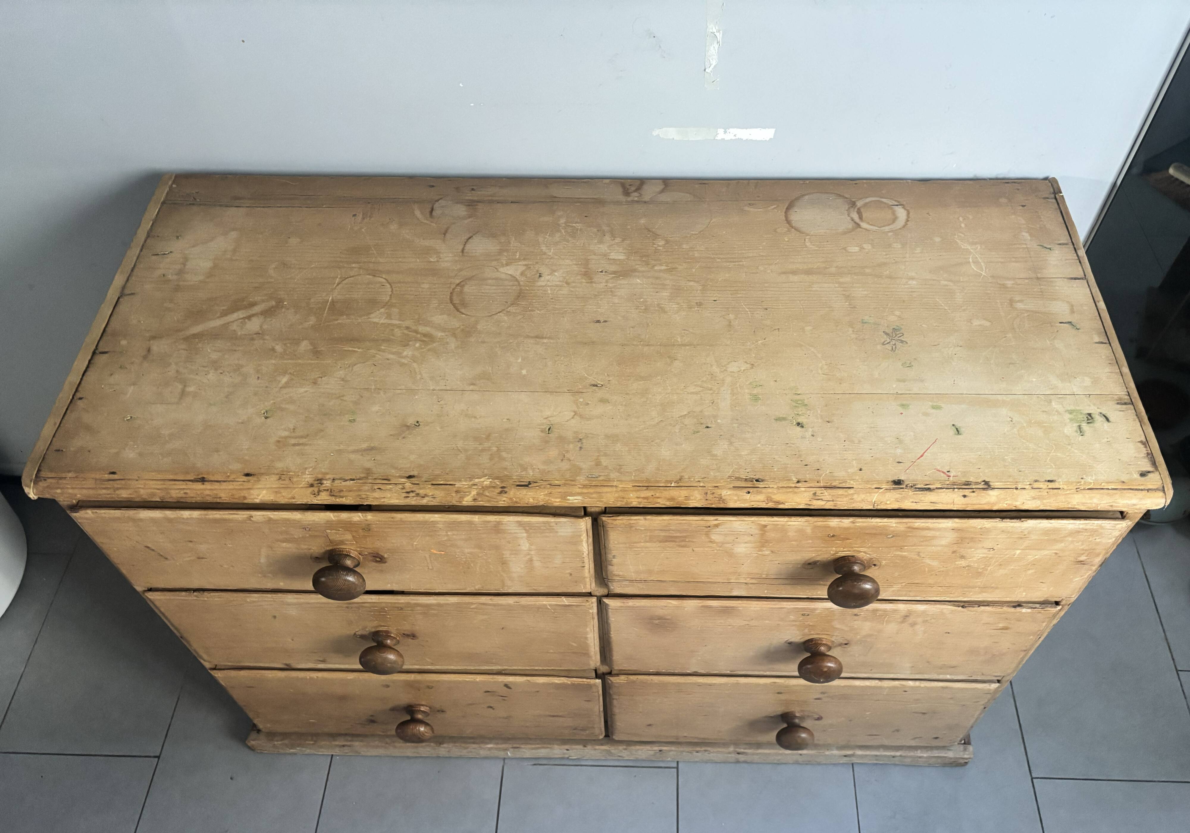 Vintage solid pine English trade counter furniture